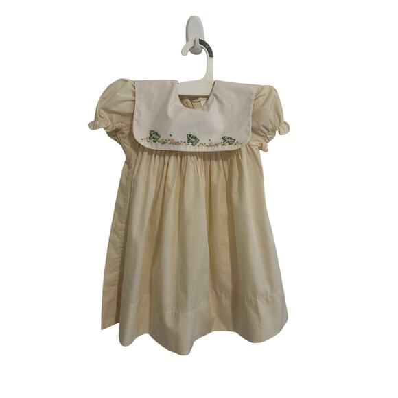 Rosalina Collections Girls' 18M Yellow Vintage Toddler Puff Sleeve Smocked Dress - Picture 3 of 8